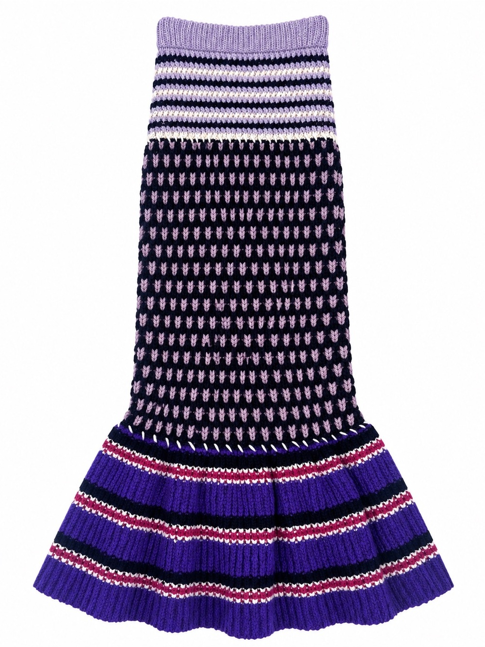 Marni Purple, Black and Pink Knit Flared Midi Skirt